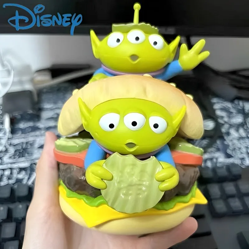 

Disneys Cartoon Toy Story Alien Hamburger Statue Creative Three Eyes Alien Action Figure Fashion Brand Pvc Collection Gift Model