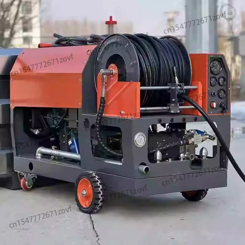 Diesel engine drives 550kg large sewage high pressure and large flow sewer dredging and cleaning machine