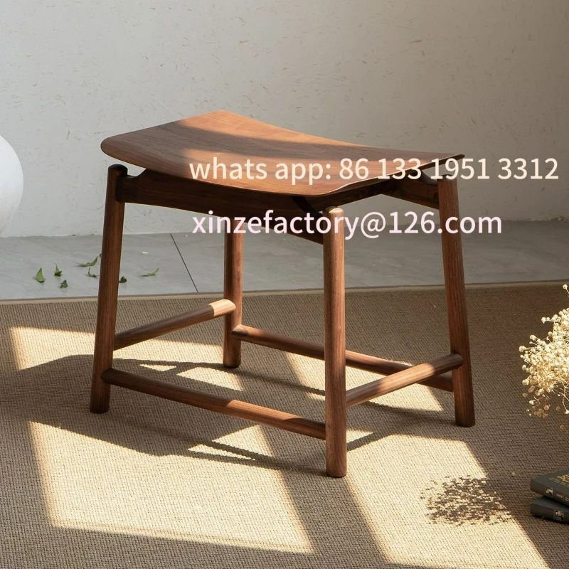 

Customizable Solid Wood Stool Furniture Casual Rectangle Short Stool