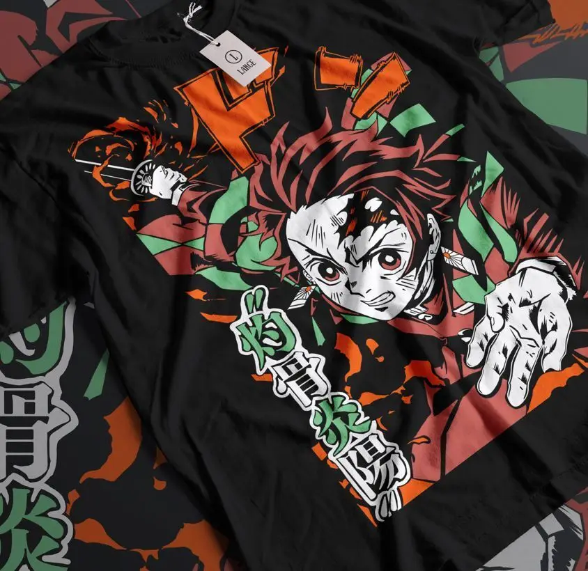 Tanjiro Demon Slayer T-shirt Kimetsu No Yaiba Horror Anime Nezuko Shirt All Size