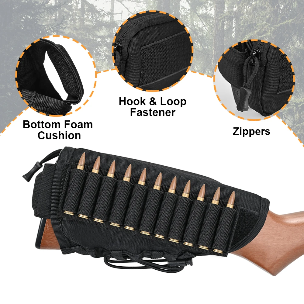 戦術的なライフル銃床銃シェルホルダーポーチ、フックとループ付 - Hunting Outdoor Stores のレビューと価格