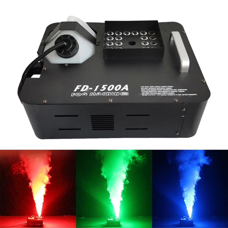 

1500W Fog Smoke Machine DMX RGB 24LED Stage Light Effect Vertical Sprayer Remote fog machine