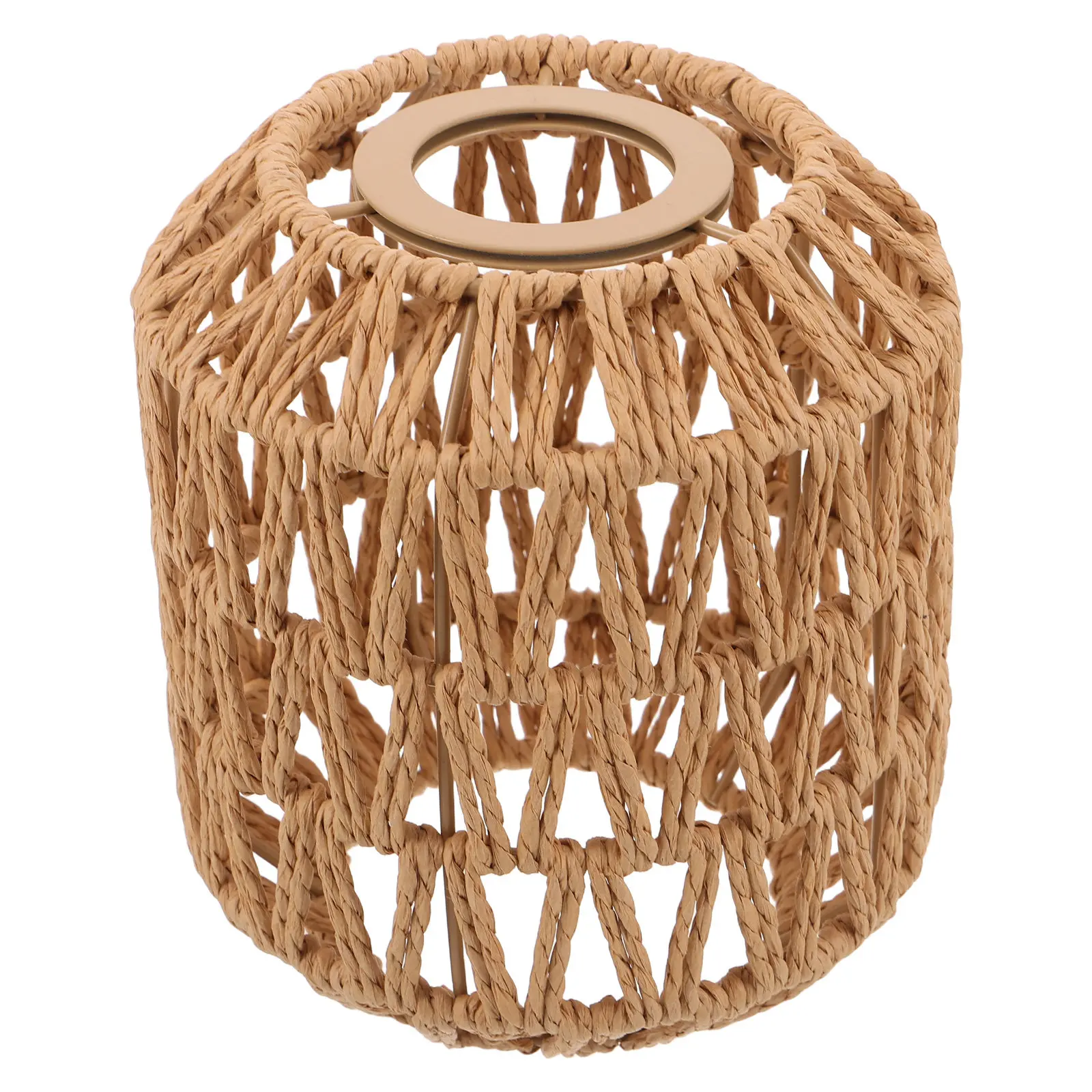 Handwoven Paper Rope Lampshade Rustic Farmhouse Pendant Light Shade Replacement Small Hanging Ceiling Lamp Cover Decorative