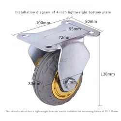 New 3/4/5 Inches Silent Rubber Wheel Directional Wheel Small Cart  Casters Universal Wheels Hole Spacing 75 * 45mm Special Tools
