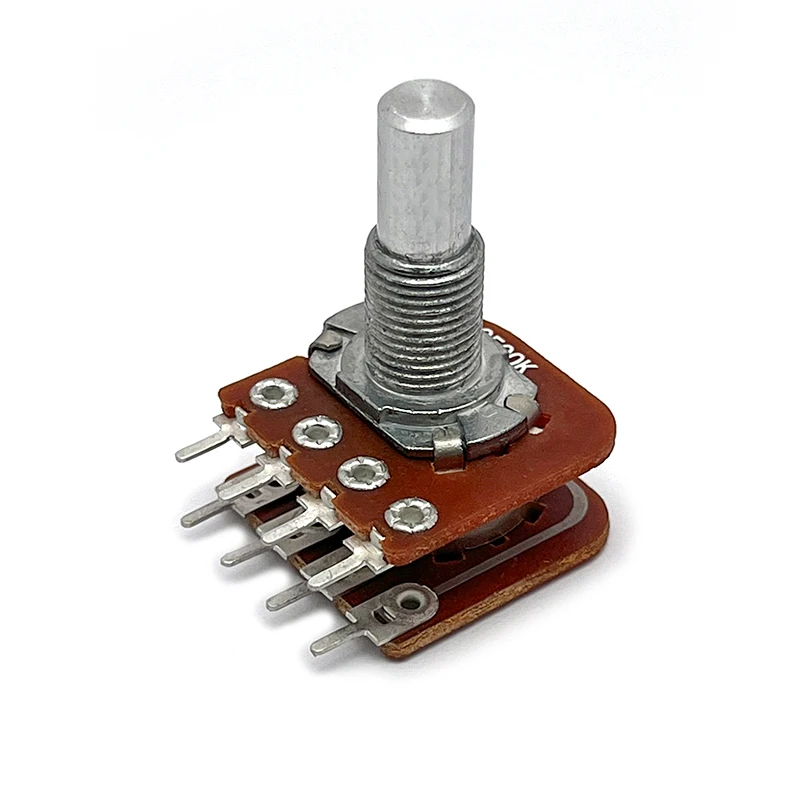 10Pcs Stacked Guitar Potentiometer C500K/A500K Double Balance Pots 6mm Rod Shaft Length 20mm Straight Pin Connector Volume/Tone