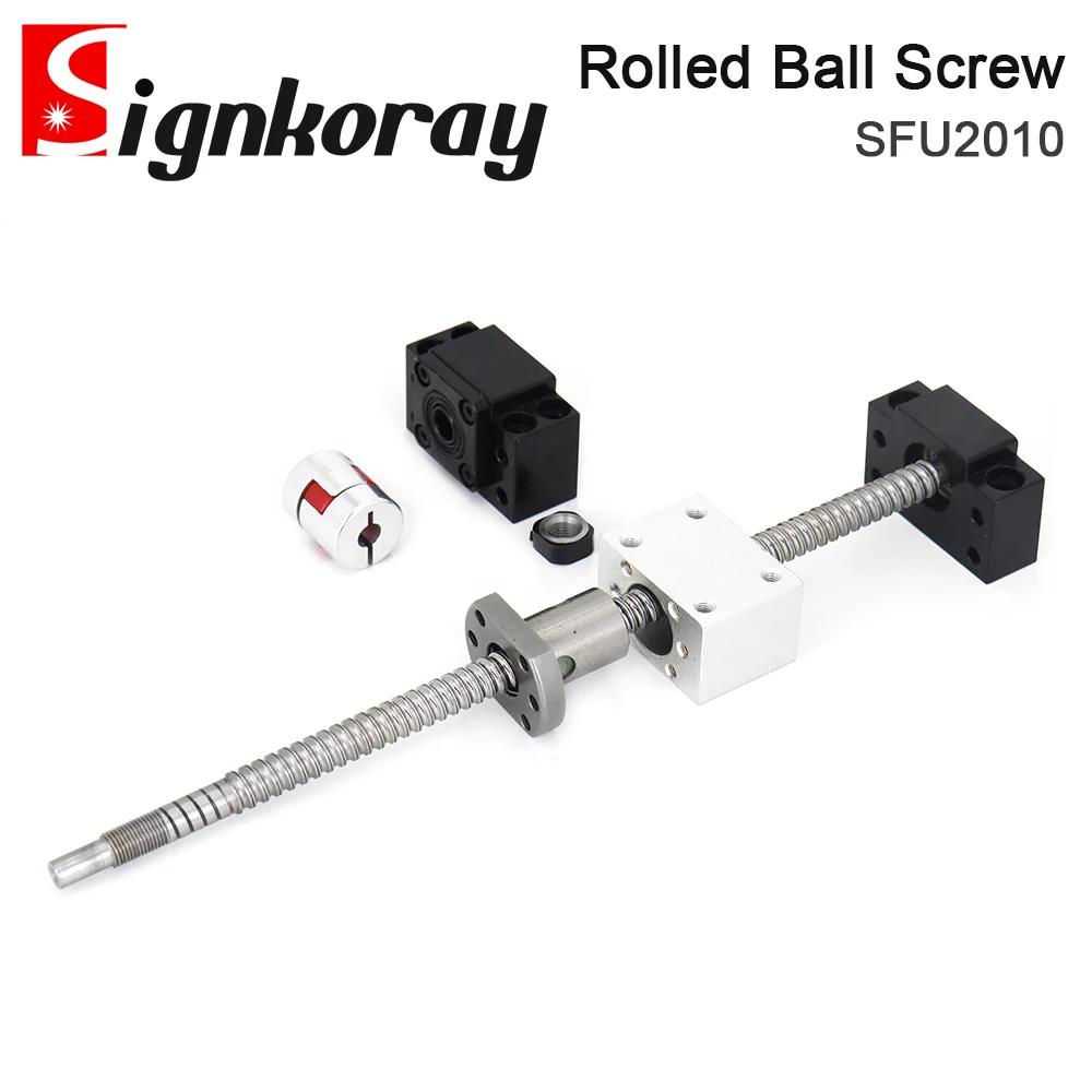 

SignkoRay Rolled Ball Screw SFU2010 300-1500mm With Single Ballnut BK/BF12 Ballscrew Rod End Machined For CNC 3D Printer