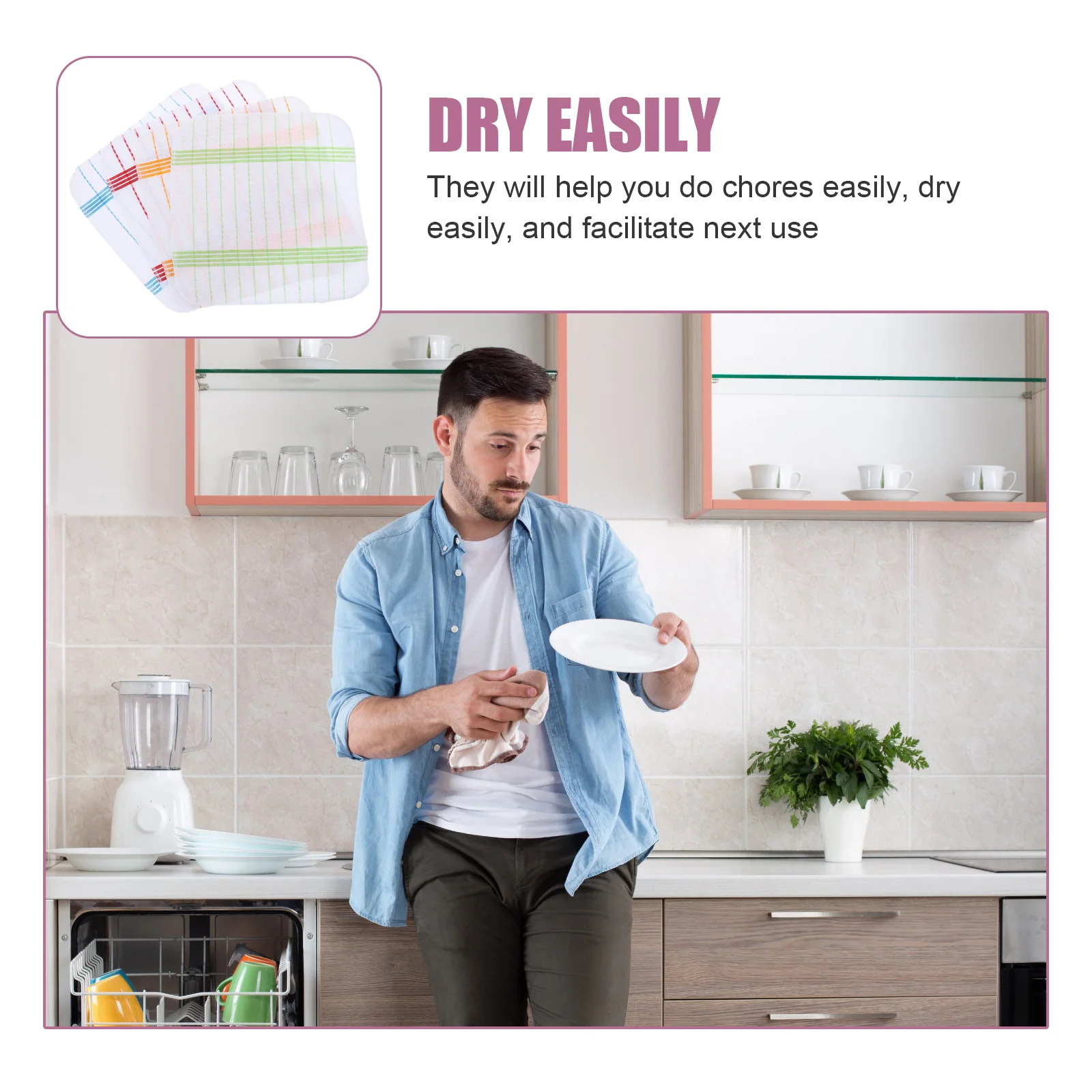 

10pcs Cotton Yarn Dish Cloths Strong Cleaning Effect Durable High Grade Material Kitchen Washing Home Supplies