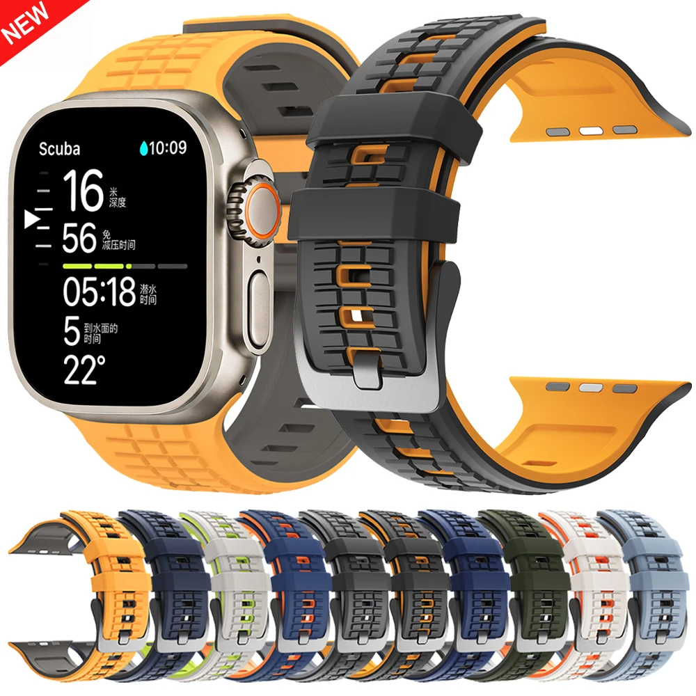 Correa de silicona para Apple Watch 11, 10, 9, 8, 7, 46mm, 45mm, Ultra 3/2, 49mm, pulsera transpirable, iWatch 6, 5, 4 SE, 44mm, accesorios