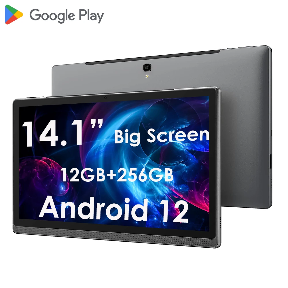 Global Version Super 14.1 inch Tablet PC 12+256GB Android 12.0 4G LTE Phone Call IPS Kids Pads 2 In 1 Tablets Laptop Play Store