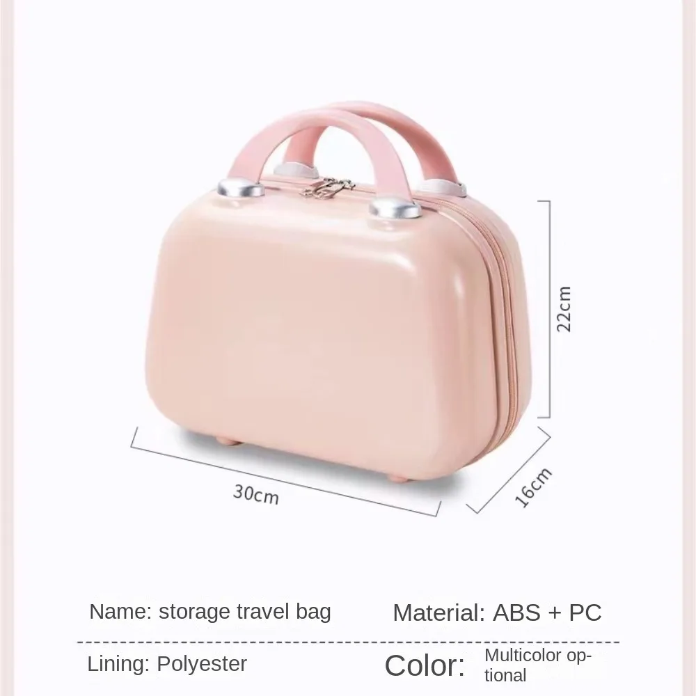 14 Inch Handheld Zipper Luggage ABS Waterproof Travel Suitcases Portable Mini Luggage Storage Boxes Makeup Suitcase Kids Luggage