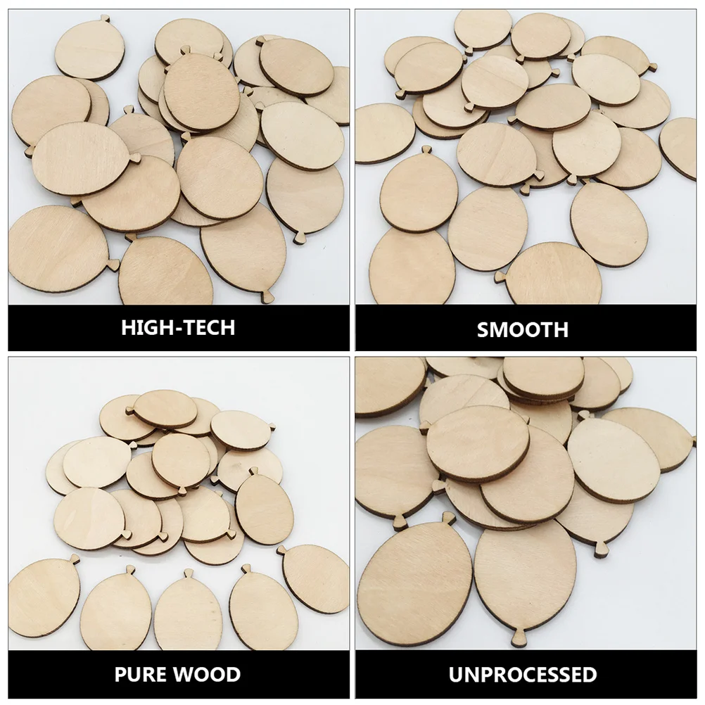 

100Pcs DIY Blank Wood Slices Balloons Shape Tags Easy to Paint for Wedding Decors and Crafts Wood Tags Wooden Pieces