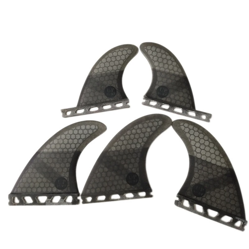 

UPSURF FUTURE Tri-Quad Surfboard Fin Set M+GL Single Tabs Grey Honeycomb Fiberglass Quilhas Funboard Surfing Fins