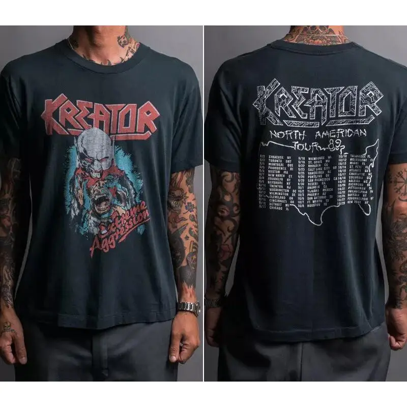 Reprint 1989 Kreator Extreme Aggression Tour T-Shirt black tee