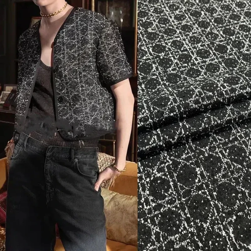 

European and American Black and White Blended Three-dimensional Color Woven Jacquard Clothing Fabric Brocade Suit Jacket Fabric