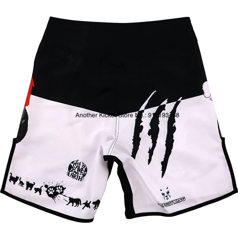 MMA Athletic Cage Fighter Shorts Black/White BJJ Jiiu Jitsu Grappling Trunks Adults Youth Sublimated Muay Thai Boxing Shorts