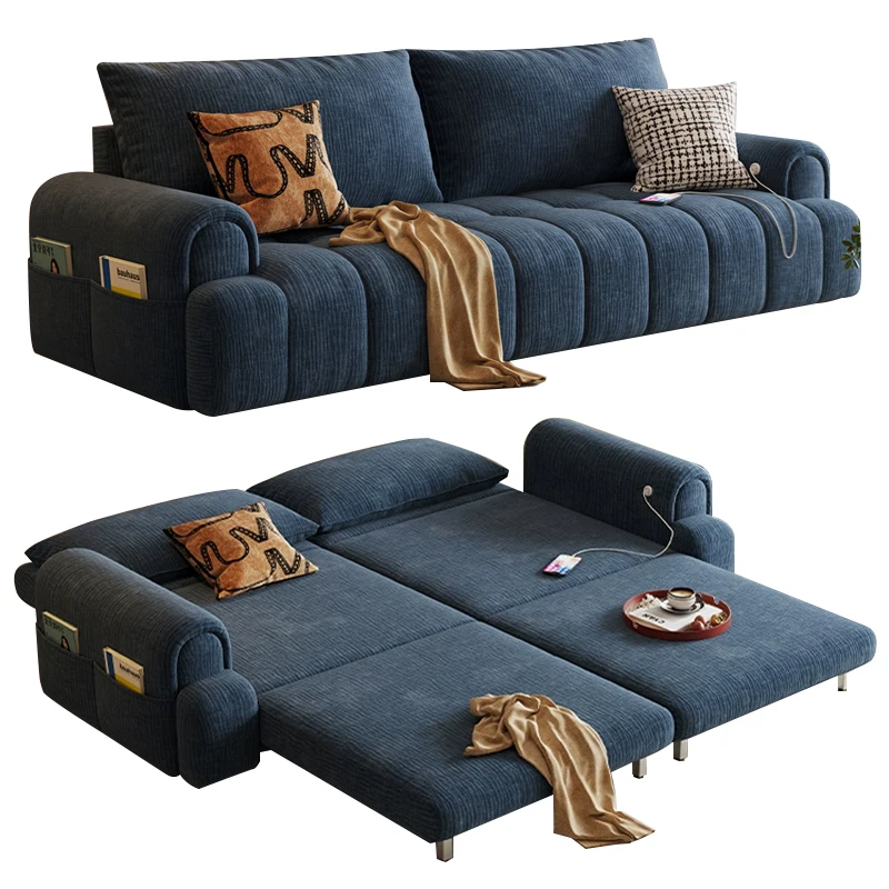 Modern Apartment Living Room Fabric Stretchable Foldable Reclining Angle Futon Sofa Bed Convertible Home Furniture