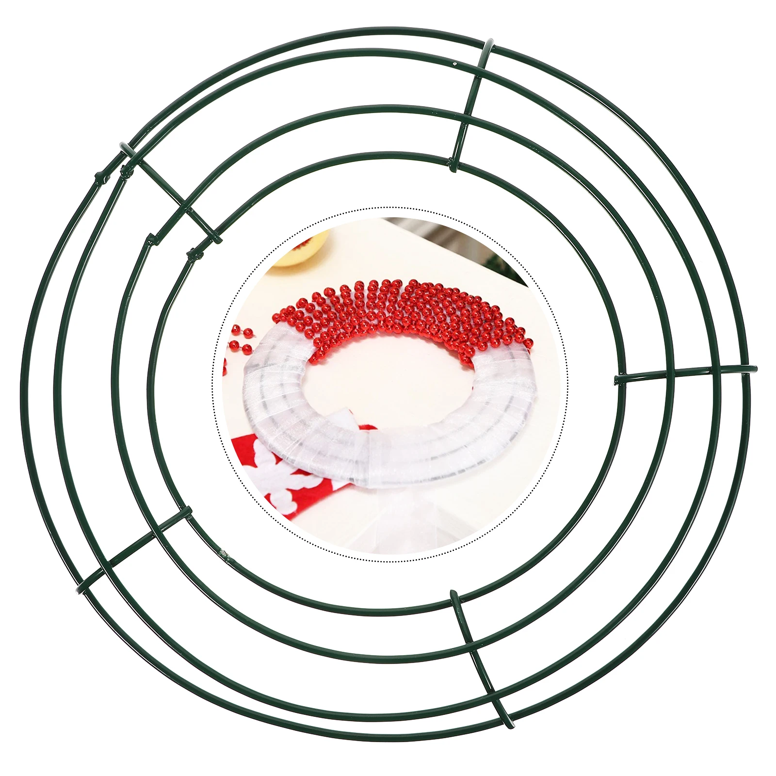 

5Pcs Green Metal Wreath Frame Iron Wire Round Wreath Making Rings Sturdy Base for DIY Christmas Valentine Garland Decoration