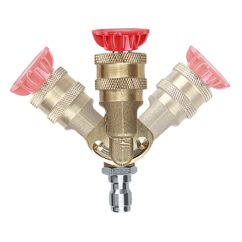 1/4In Quick Connect Pivoting Coupler Adjustable Adapter W/5 Spray Nozzles Copper Connection For High Pressure Car Washer