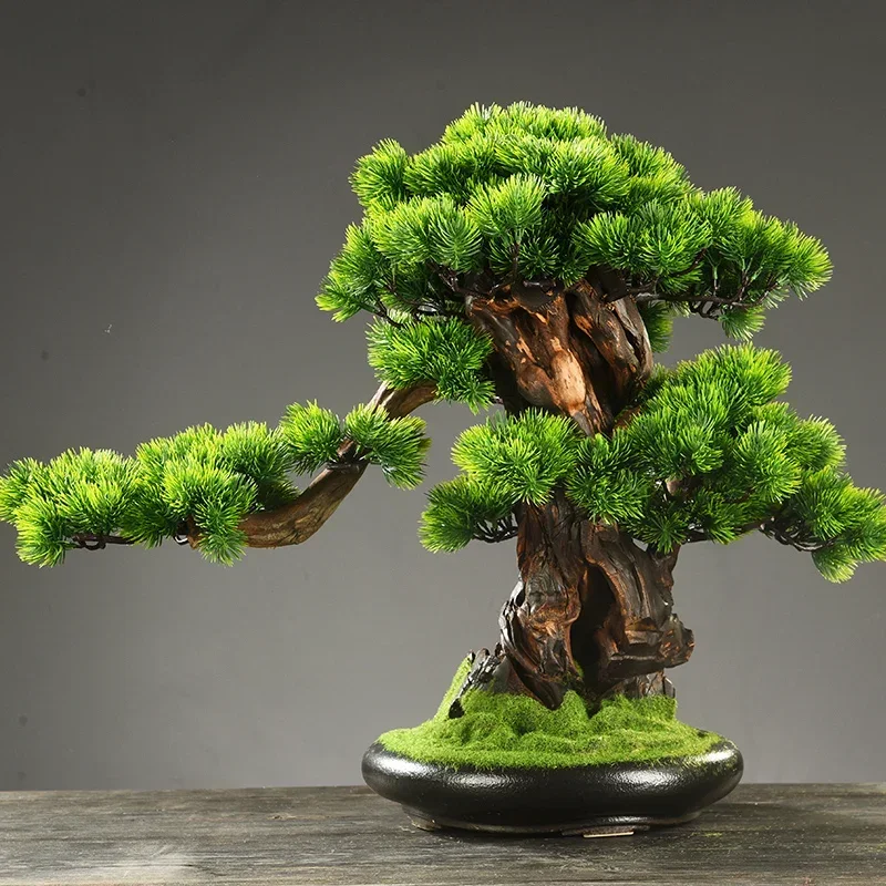 Simulation welcome pine bonsai plant living room porch office green plant potted home decoration opening gift