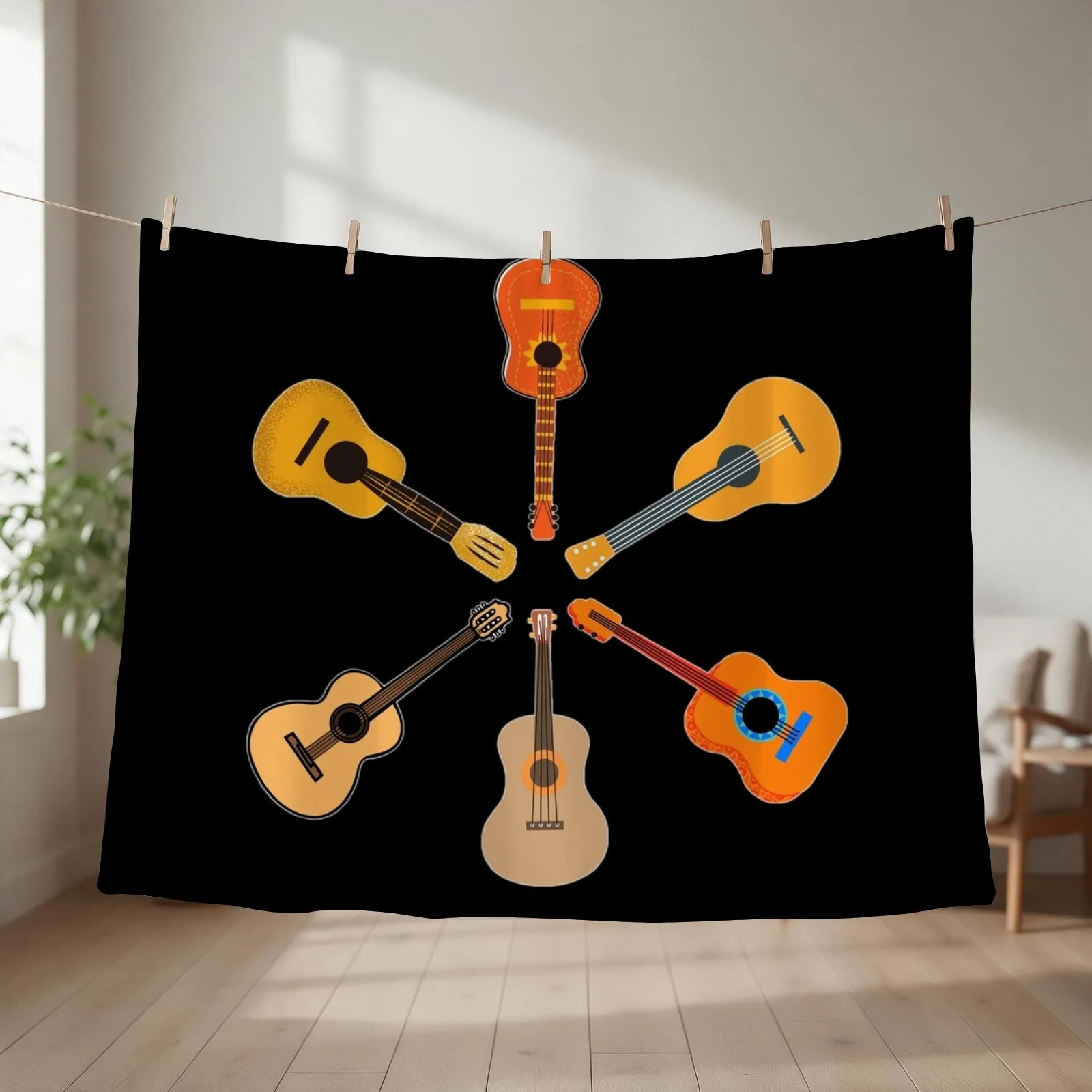 Guitar World Throw Blanket couch cozy soft plush fuzzy picnic outdoor blanket