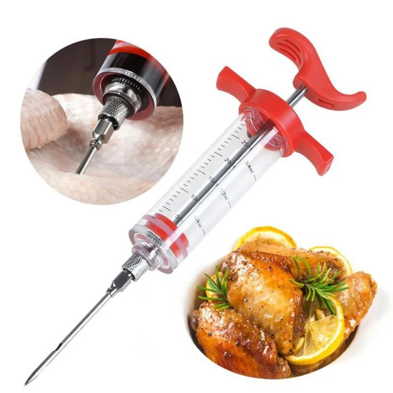 Food Grade PP Stainless Steel Flavoring Syringe Home Spice Meat Tools Turkey Beef Seasoning Syringes Cooking Accessories