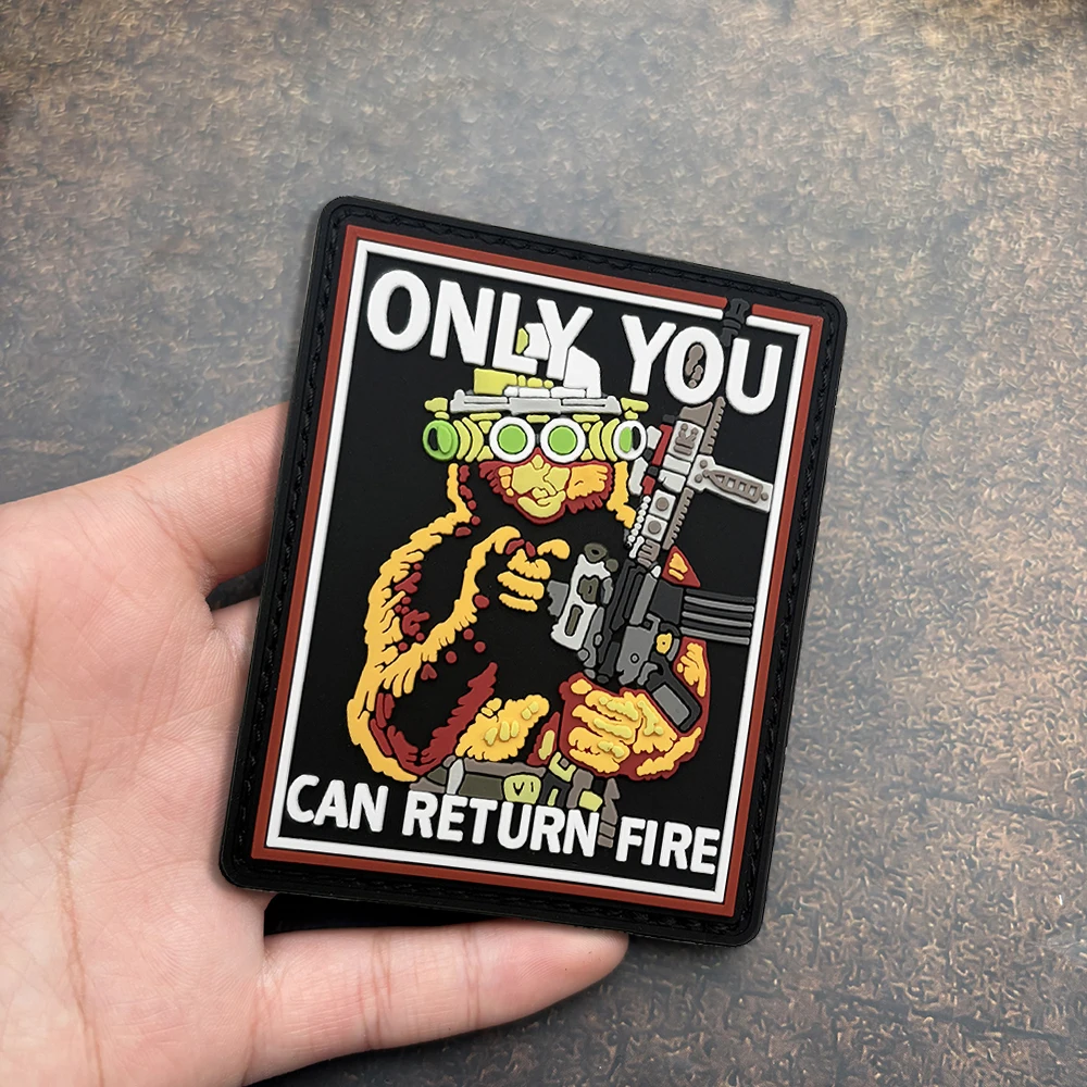 Cartoon Gorilla Graphic Luminous Badge 2D Flat Pvc Material Magic Sticker Patch Free Backing 1Pc Layered 3D Embossed Edge Durable Decoration Accessory for Functional Jackets