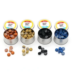 50pcs Black Blue Brown Yellow Green Colors 14mm 6layers Real Leather Carom Billiard Pool Cue Tips
