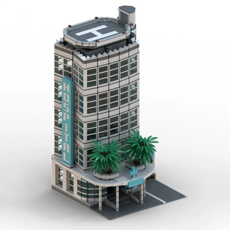 Stadt Street View Moc Bausteine South Beach Krankenhaus Modell Technologie Blöcke Geschenke Weihnachten Spielzeug DIY Montage Set