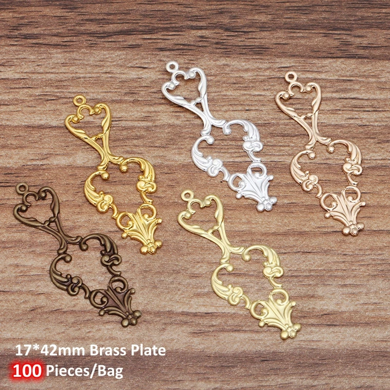 BoYuTe Factory Supply Metal Brass Stamping Filigree Flower Plate Findings Diy Hand Made Jewelry Materials