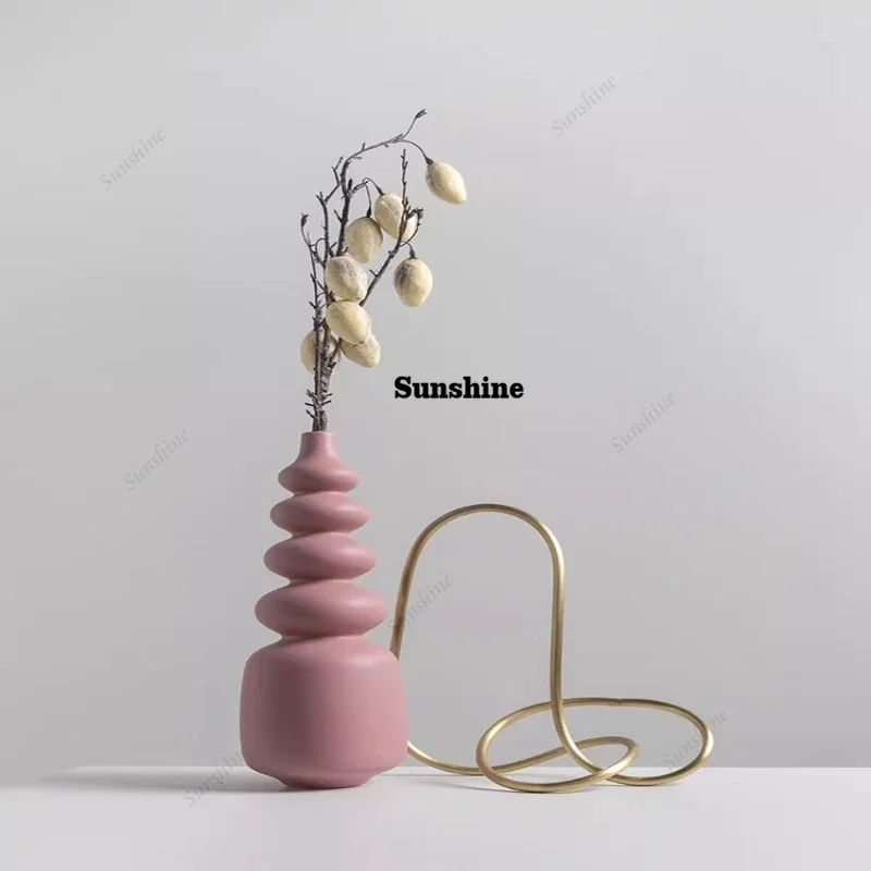 YModern creative gourd-shaped ceramic vase, flower arrangement ornament, hotel soft decoration