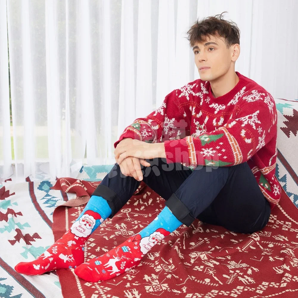 جوارب قطنية للنساء ، شجرة الكريسماس ، ثلج ، ظريف ، هدية العام الجديد ، سانتا كلوز ، خريف ، شتاء ، #4