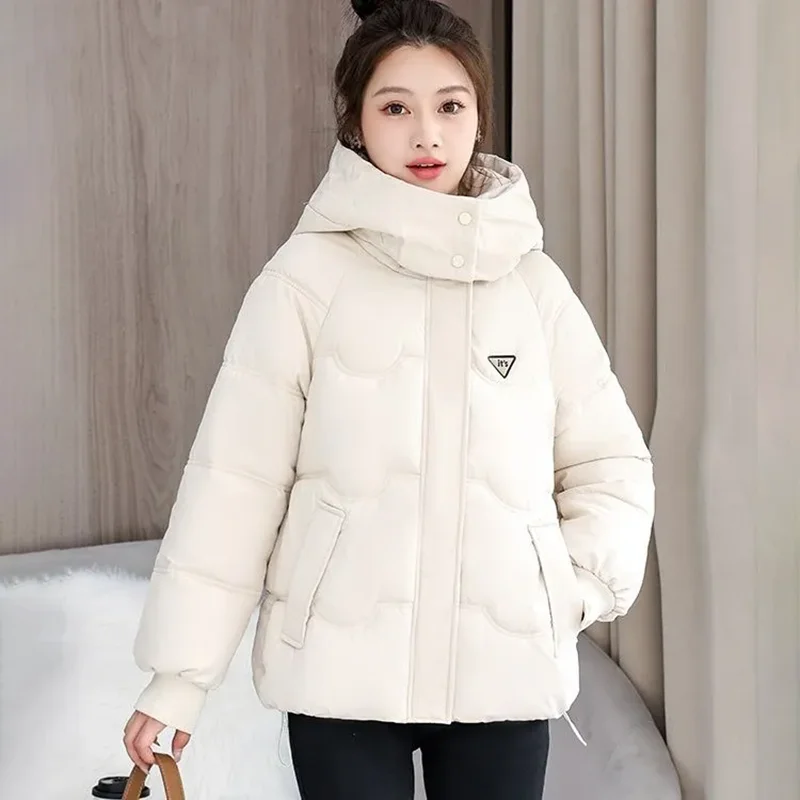 Student Down Cotton-Padded Jacket Women's Outwear Hooded Fashion Warm Thicke Parker Winter New 2025 Short Loose Cotton-Jacket