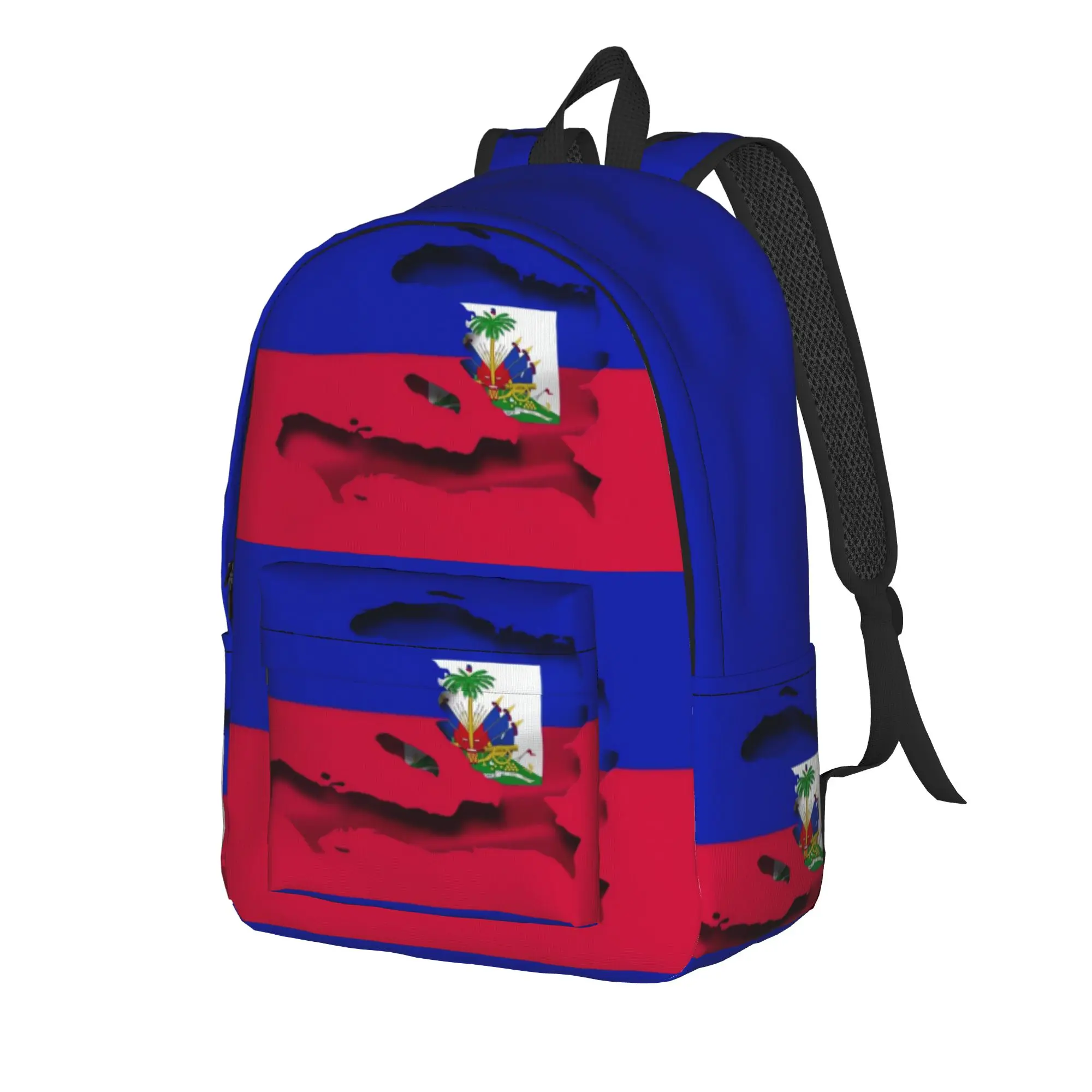 Haiti National Coat Of Arms Flag Backpack  Boy Girl Polyester Hiking Backpacks Pattern Novelty School Bags Rucksack