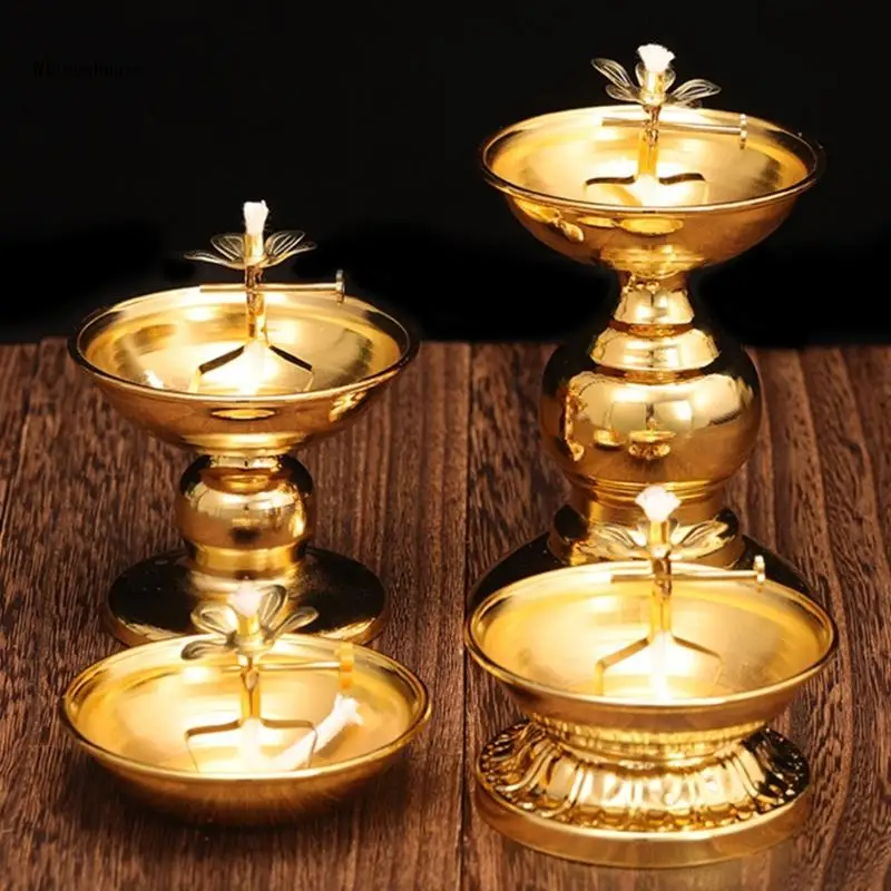 Cooking Oil Lamp Alloy Butter Lamp Home Worship Ever-burning Lamps Fashion Dimmable Lamp Holder Buddhist Supplies Dropship