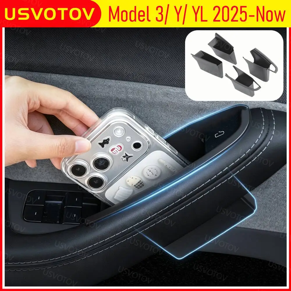 Door Side Storage Box for Tesla Model 3 Y YL 2026 2025 Door Handle Storage Box Center Console Organizer Trays Travel Accessories
