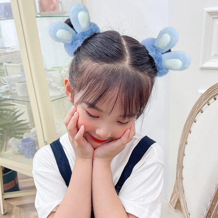 1PC New Rabbit Ear Plush Girls Kids Cute Elastic Hair Bands Children Hair Ties Princess Hair Accessories Baby Headwear