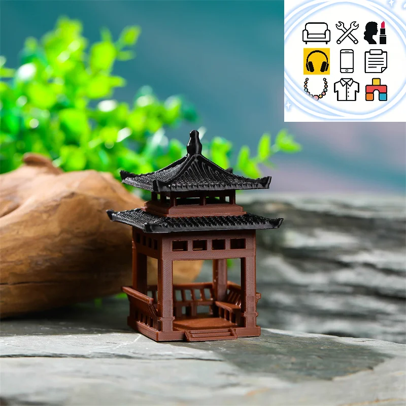 3 سنتيمتر 4 سنتيمتر معبد صغير تمثال مصغرة معبد بونساي أكشاك المشهد الصغير سداسية جناح تمثال جناح صغير حلية #1