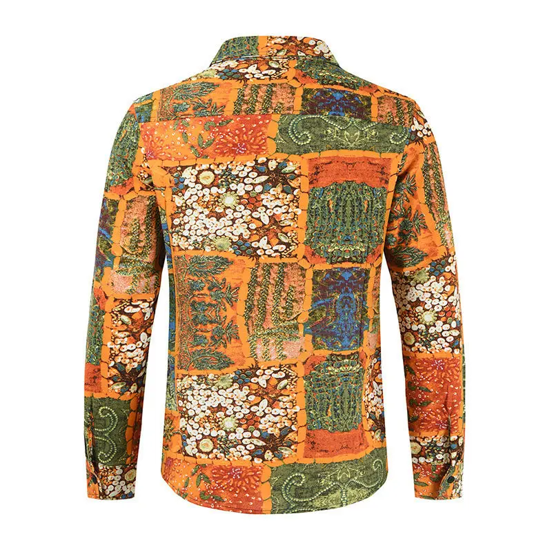 Lange Ärmel, lockere Hemden für Herren, 2024, Frühling, Vintage-Strickjacke aus Baumwolle und Leinen, lockerer Kragen, lässige All-Match-Bluse mit Blumenknopf