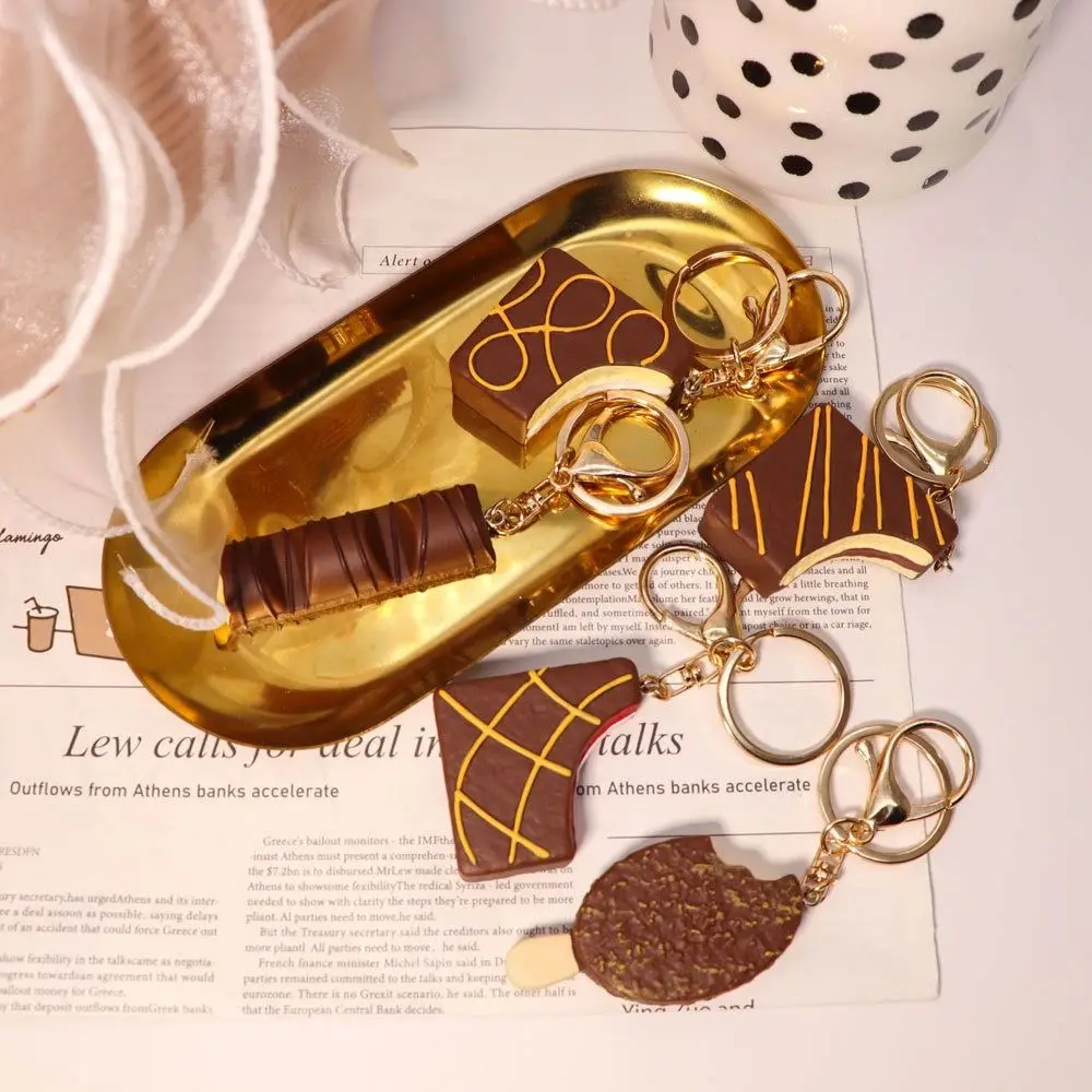 Cute Hanger Simulation Food Keychain DIY Alloy Simulation Chocolate Dessert Keychain Resin Ice Cream Bag Charm Men