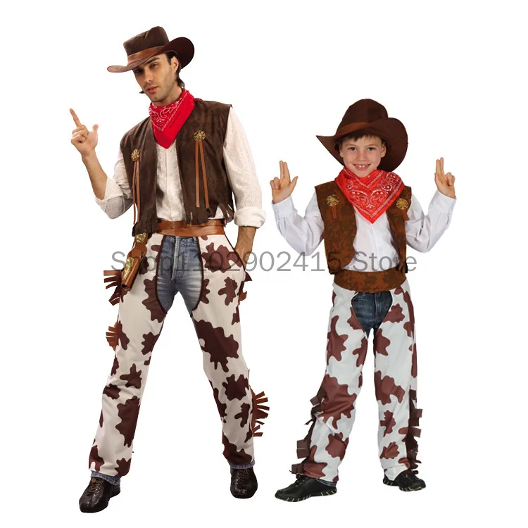 Halloween Western Cowboy Cosplay Set di età media ragazzi e ragazze Cowboy gioco di ruolo costumi Purim Day