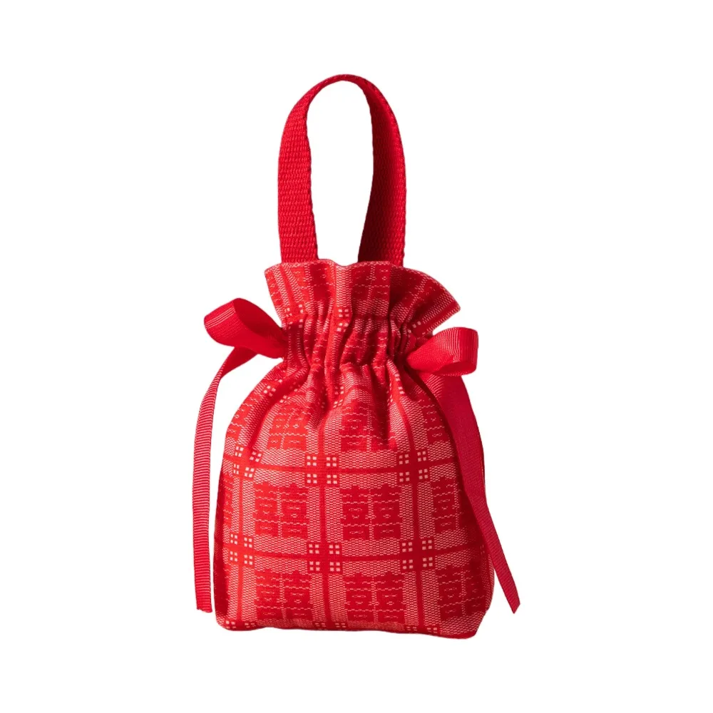 

Cloth Chinese Wedding Candy Bag Drawstring Spring Festival 2026 Money Pocket Blessing Words Flowers Brocade Red Envelope Wedding