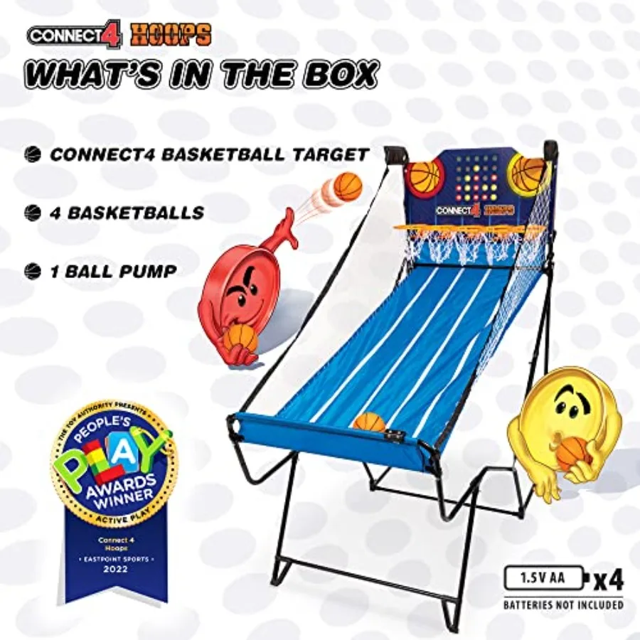 EastPoint Connect4 Hoops Basketball Hoop Game, Blue, Medium: 4-In-A-Row Strategy Play, Automatic LED Scoring, Inflation Pump In - view 2