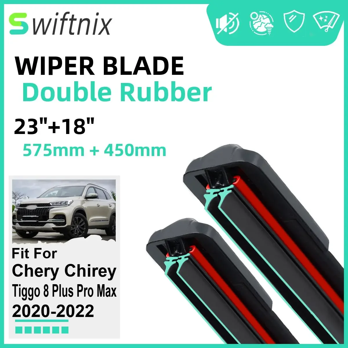 Double Rubber Car Wiper Blades for Chery Chirey Tiggo 8 Plus Pro Max 2020-2022 Front Winds creen Rubber Car Accessories 2022