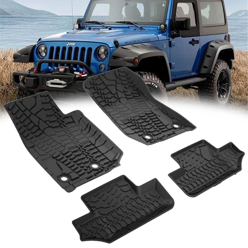 Floor Mats TPE Car Foot Mats Cargo Liner Pad Anti-Skid Protection Accessories for Jeep Wrangler JK 2014 2015 2016 2017