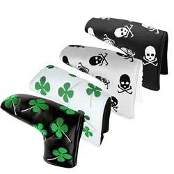 Fundas para cabeza de Putter de Golf, funda protectora de cuero PU para cabeza de palo de hoja, color blanco y negro, se adapta a todos los Putters para hombres y mujeres