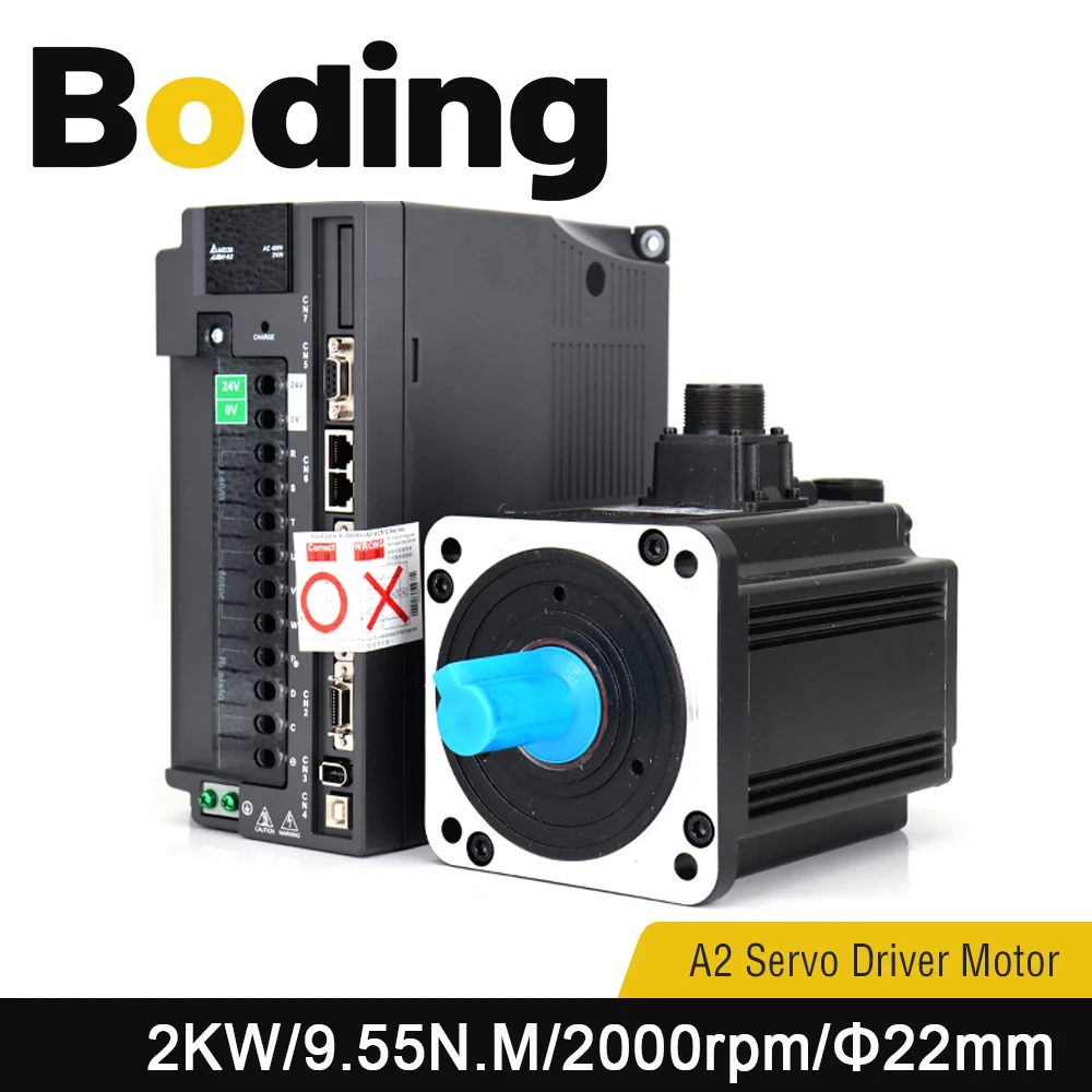 Boding A2 Servo Motor 2kw Ecma-k11320rs/ss And Servo Motor Driver Asd-a2-2043-m 2kw 9.55nm 2000rpm 6.66a