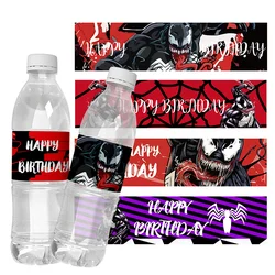6Pcs Venom Water Bottle Labels Baby Shower Venom Theme Water Bottle Stickers Labels Wraps Kids Birthday Party Decorations supply