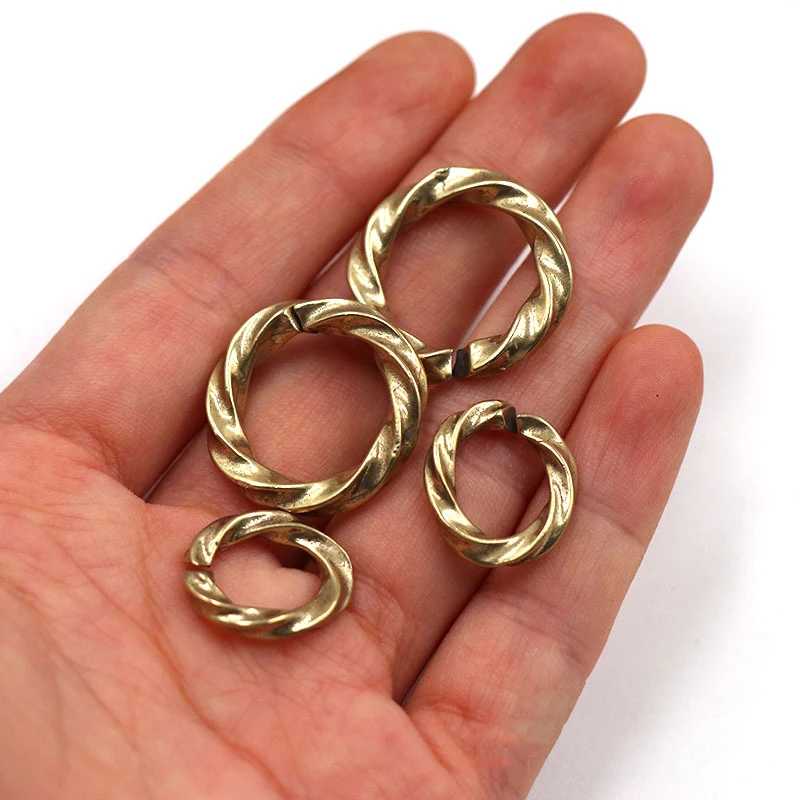 1pcs Solid Brass Open Twist O Ring Seam Round Jump Ring Key chain Garments Shoes Leather Craft DIY Connector CLOXY