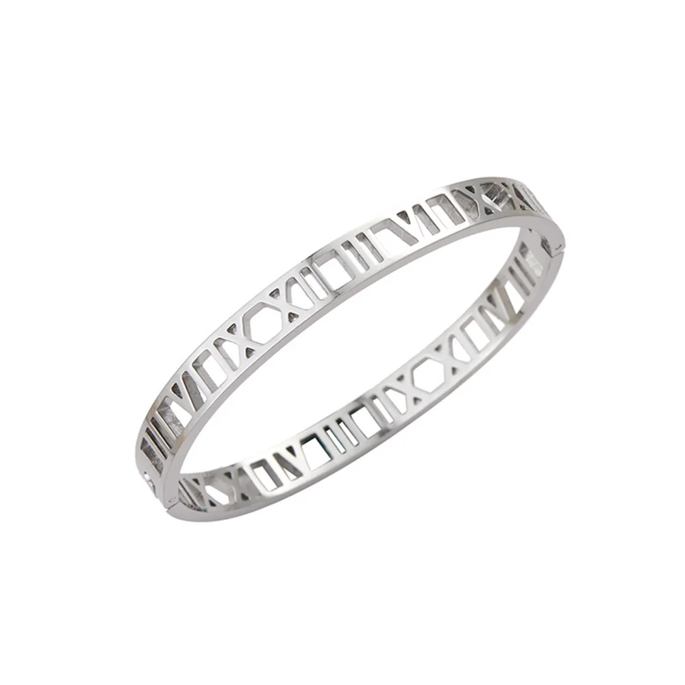 ステンレススチールのシンプルなローマ数字ブレスレット、メンズおよびレディースブレスレット、ジュエリーアクセサリー