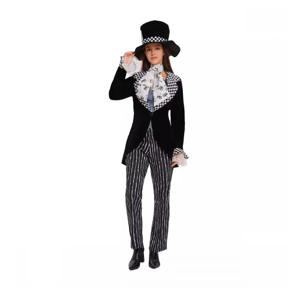 

Alice in Wonderland Mad Hatter Magician Costume Adult Stage Performance loween Outfit Ting Brand Ladies Ethnic Wear